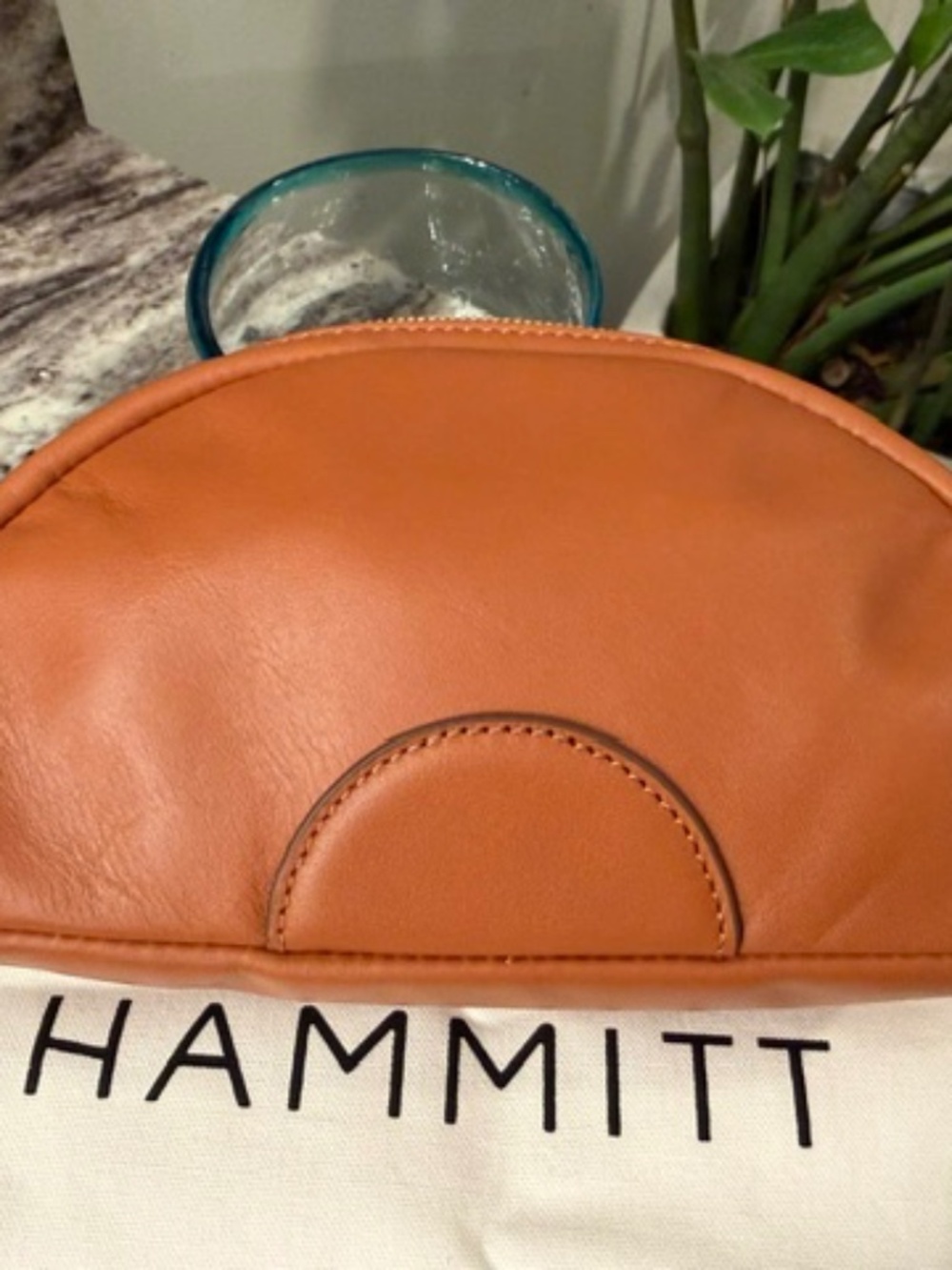 Hammitt Shelly Leather Cocoa Cosmetic Pouch/Clutch w/Gold Hardware - NEW w/tags - Picture 8 of 8